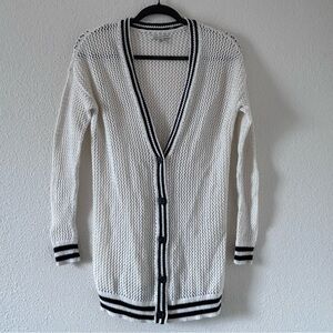 American Eagle Outfitters Women Knit Cardigan XSmall white Black Button Front
